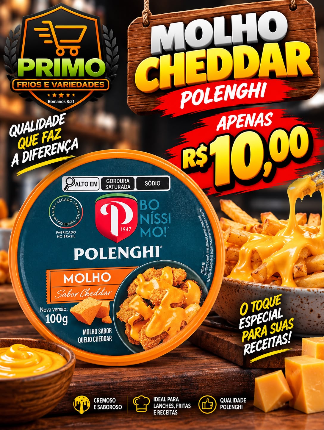Molho Cheddar Polenghi 100g