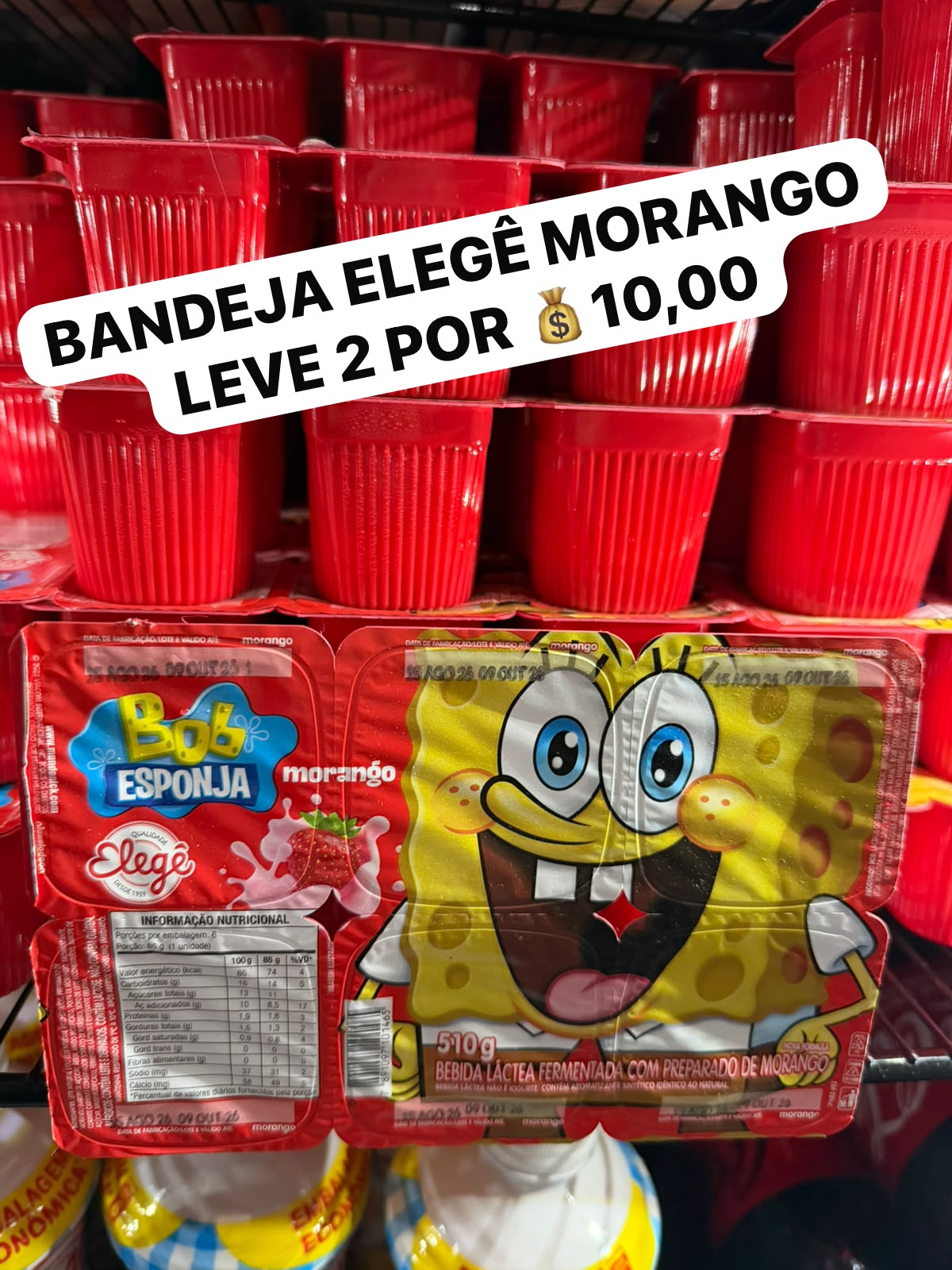Arte da oferta: Bandeja Elegê Morango 510g Leve 2