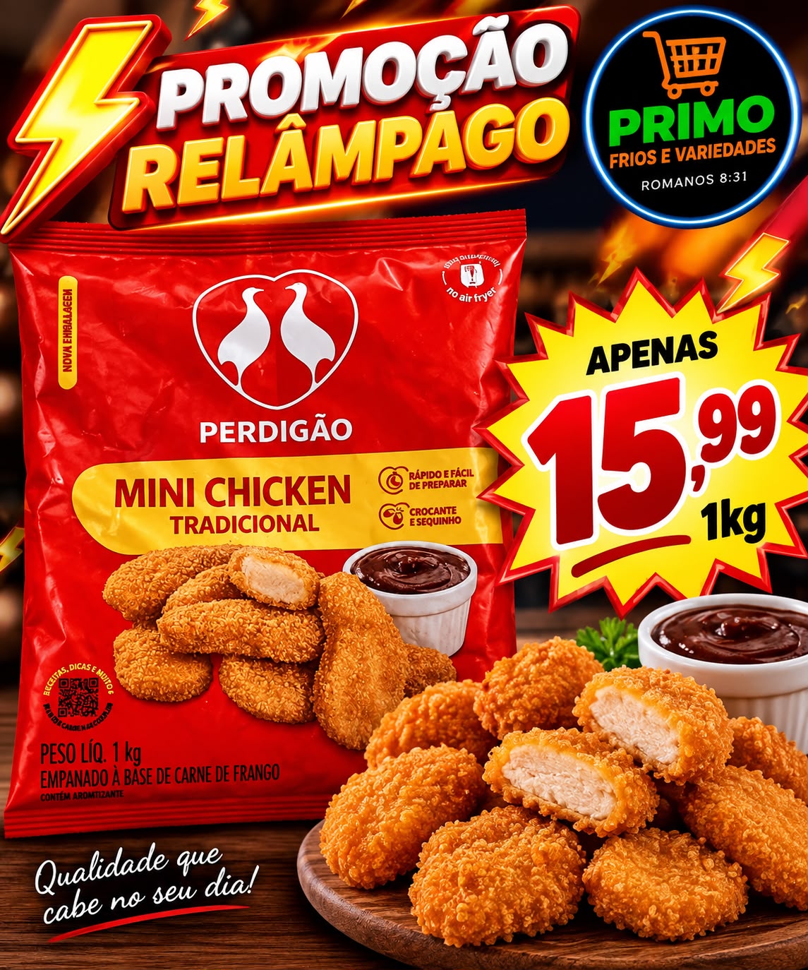 Arte da oferta: Mini Chicken Tradicional Perdigão 1kg