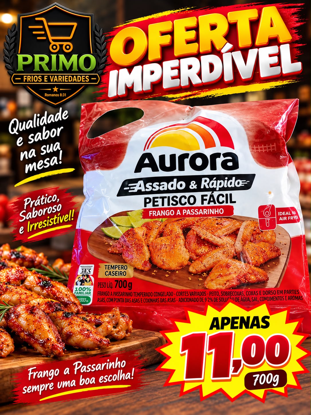 Petisco Fácil Frango a Passarinho Aurora 700g