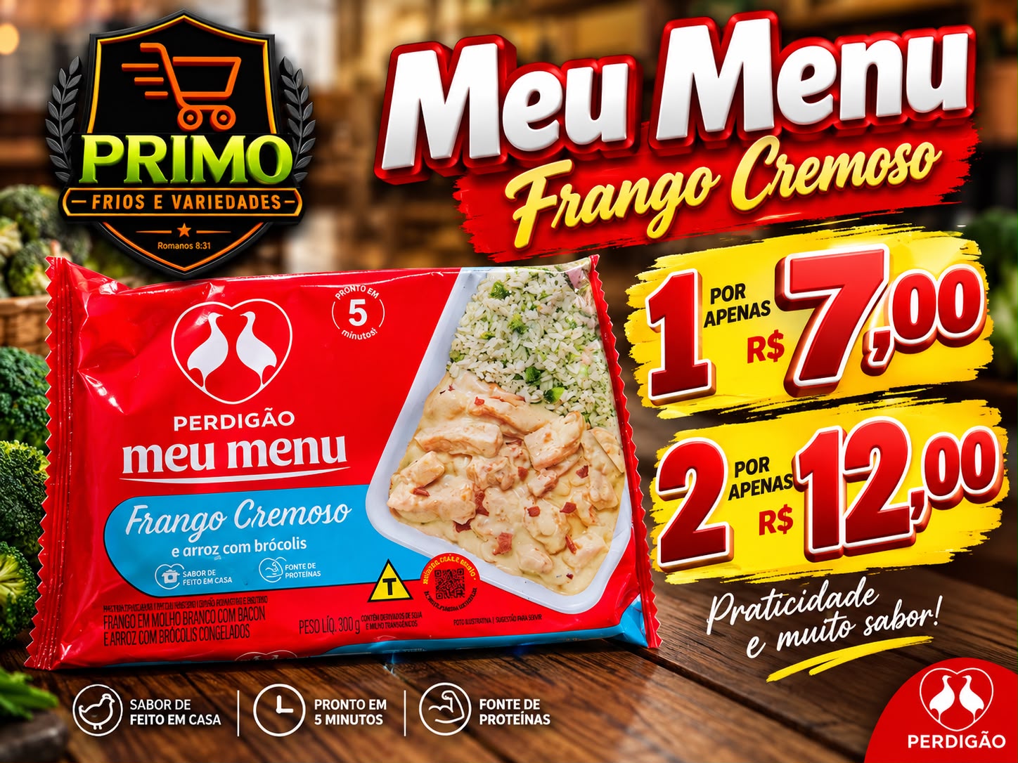 Arte da oferta: Frango Cremoso Perdigão 300g