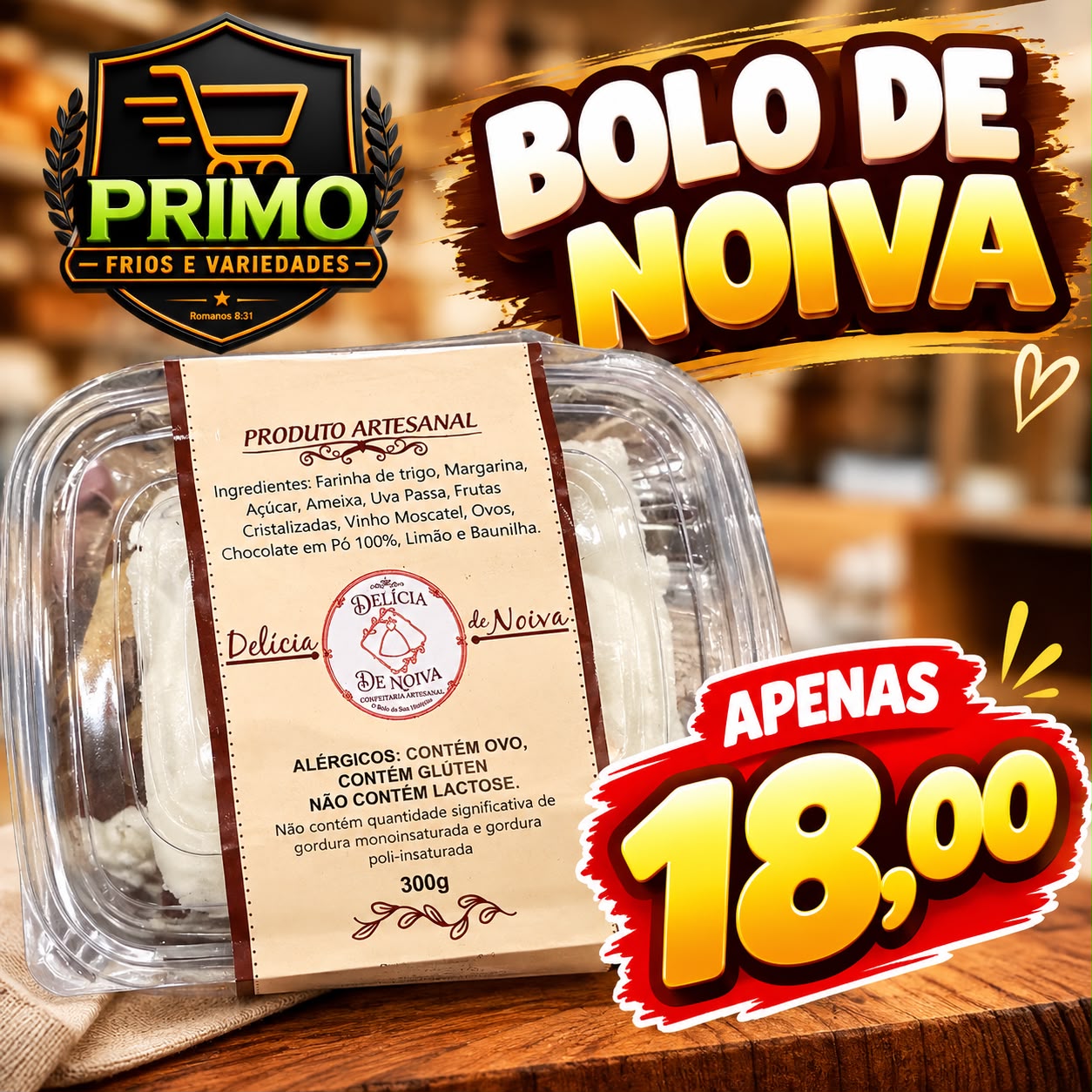 Arte da oferta: Bolo de Noiva 300g