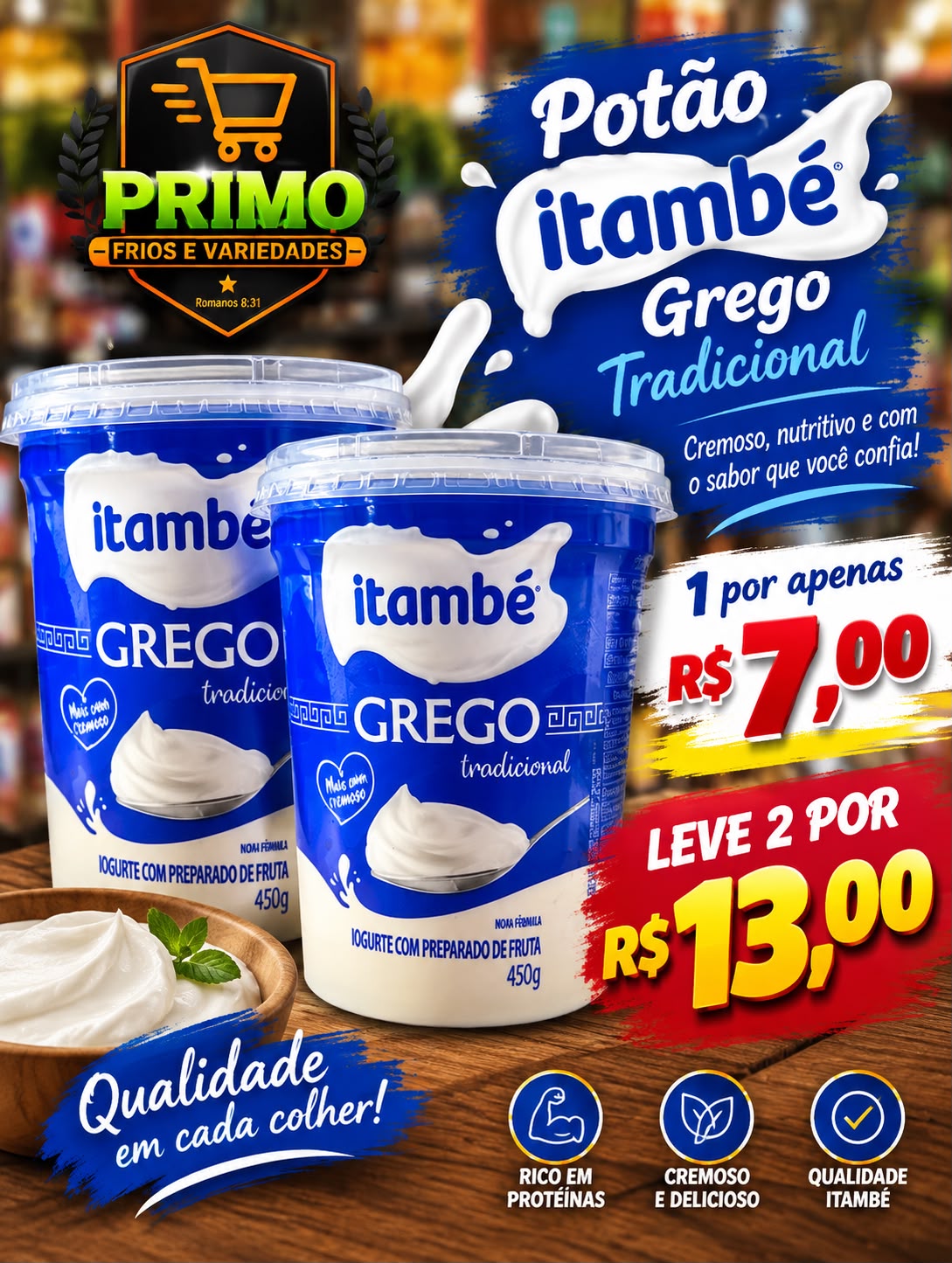 Arte da oferta: Iogurte Grego Tradicional Itambé 450g Leve 2