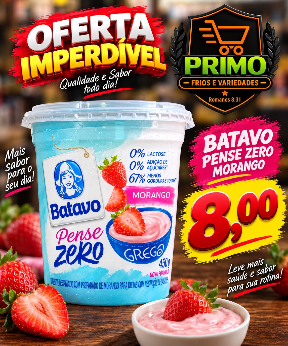 Iogurte Pense Zero Batavo 450g