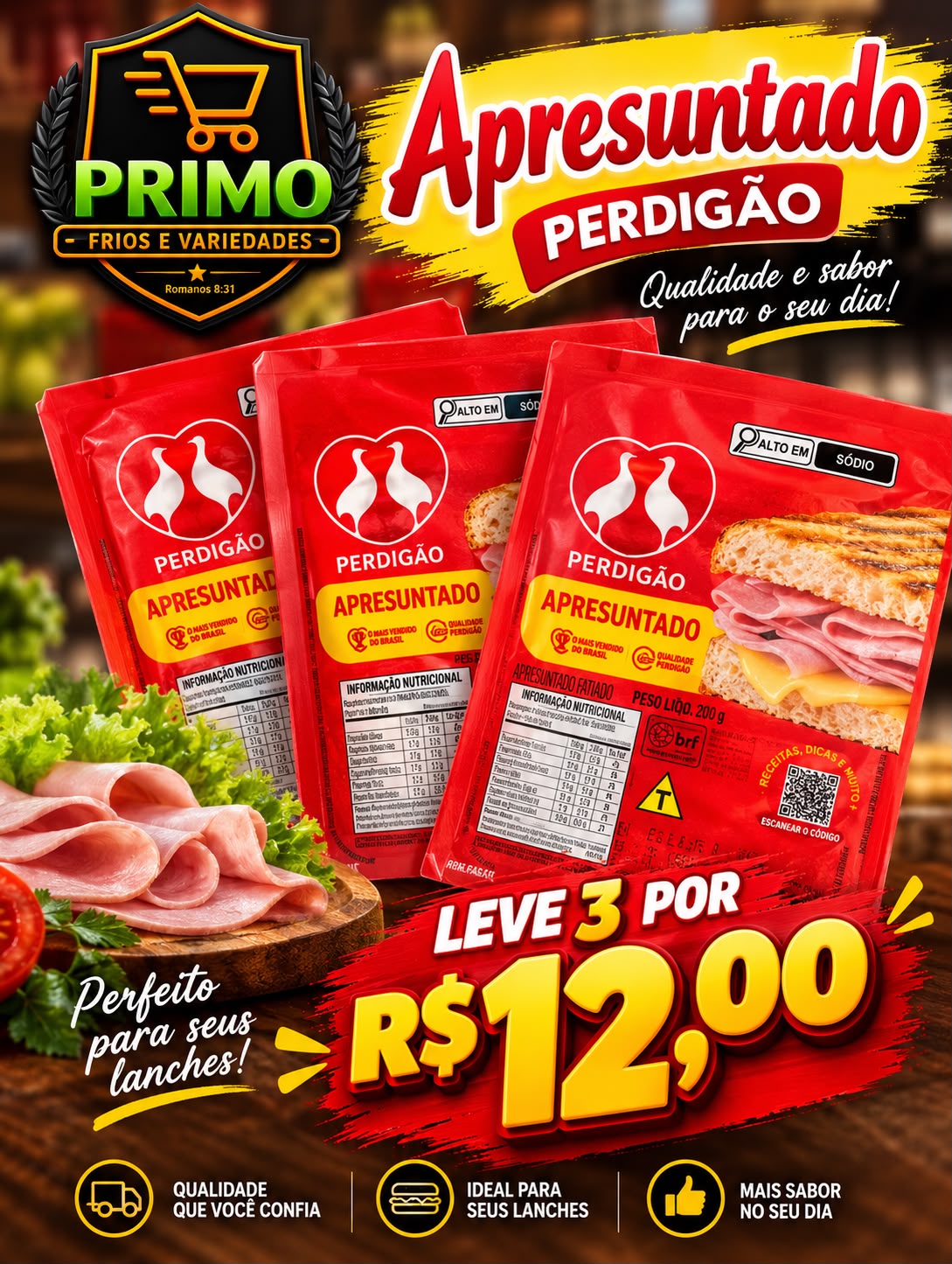 Arte da oferta: Apresuntado Perdigão 200g Leve 3