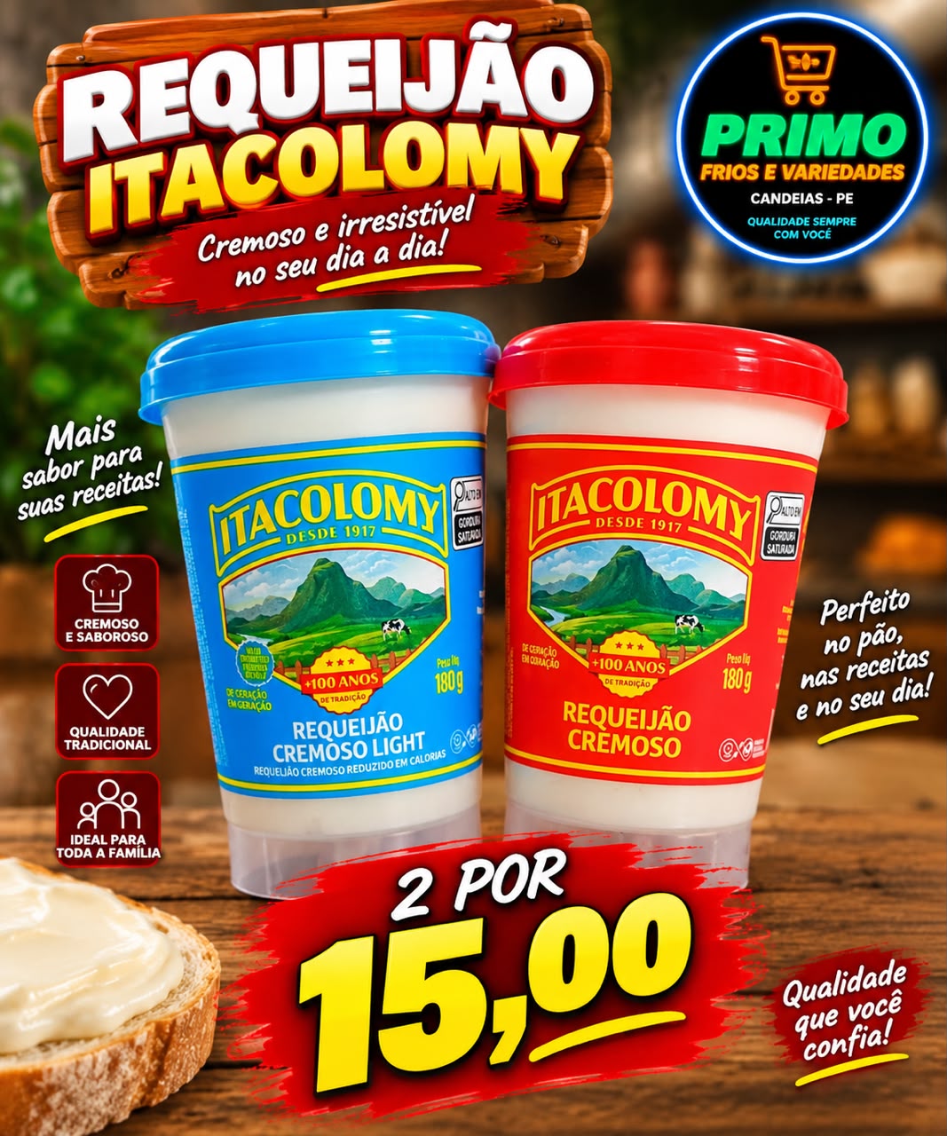 Arte da oferta: Requeijão Itacolomy Cremoso 180g Leve 2