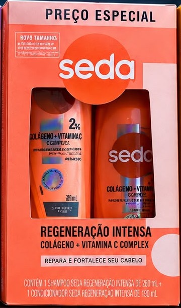 Arte da oferta: Kit Shampoo + Condicionador Seda Regeneração Intensa Colágeno + Vitamina C Complex 280ml e 190ml