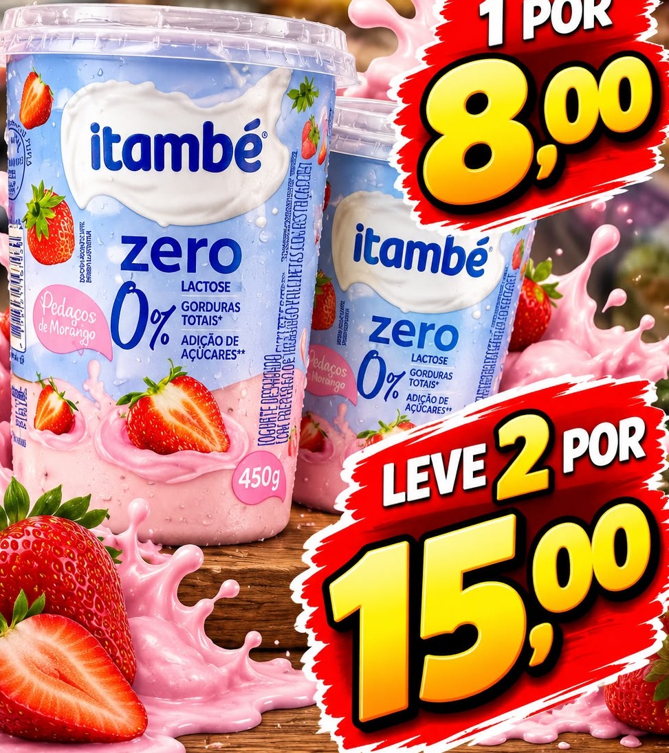 Arte da oferta: Iogurte Itambé Zero Morango 450g Leve 2