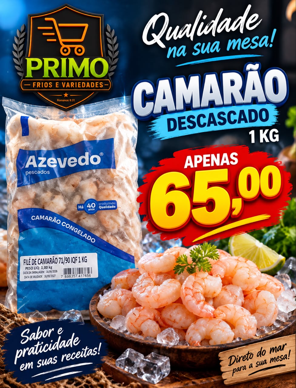 Arte da oferta: Camarão Descascado Azevedo 1kg