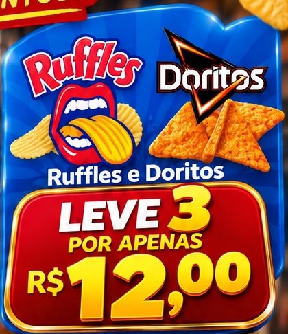 Arte da oferta: Ruffles e Doritos Leve 3