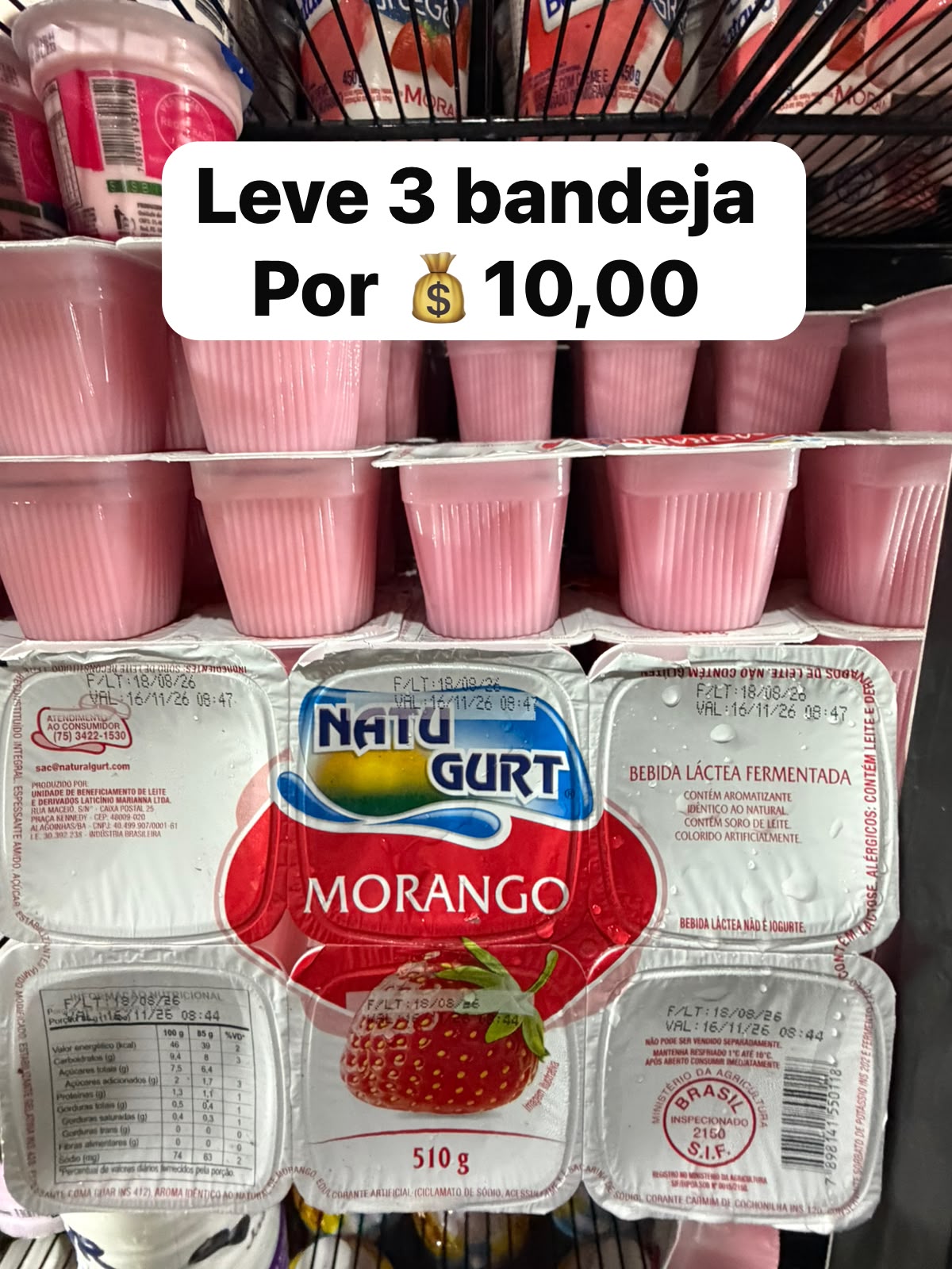 Arte da oferta: Bebida Láctea Natugurt Morango Leve 3
