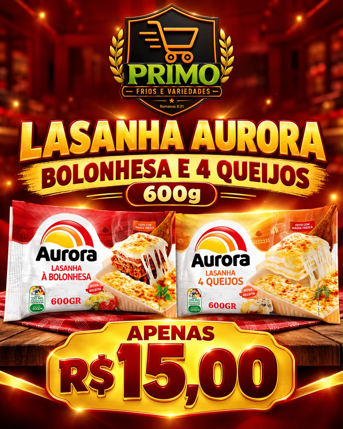 Arte da oferta: Lasanha Aurora 600g