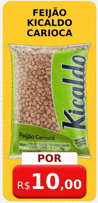 Arte da oferta: Feijão Kicaldo Carioca 1kg