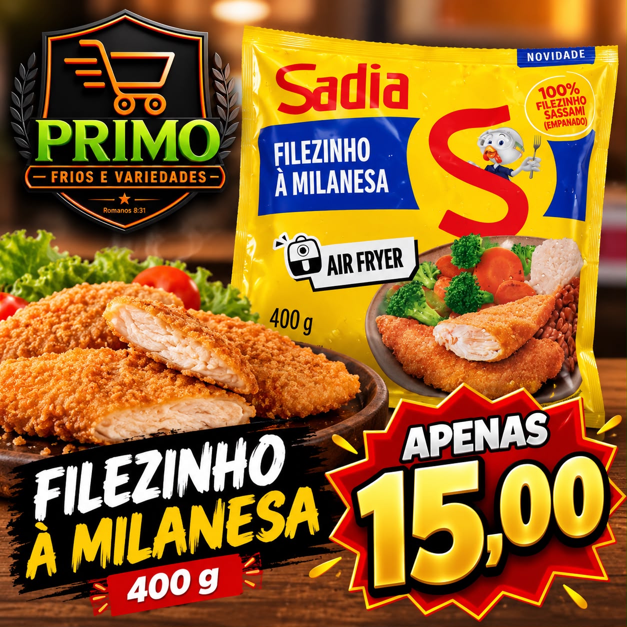 Arte da oferta: Filezinho à Milanesa Sadia 400g