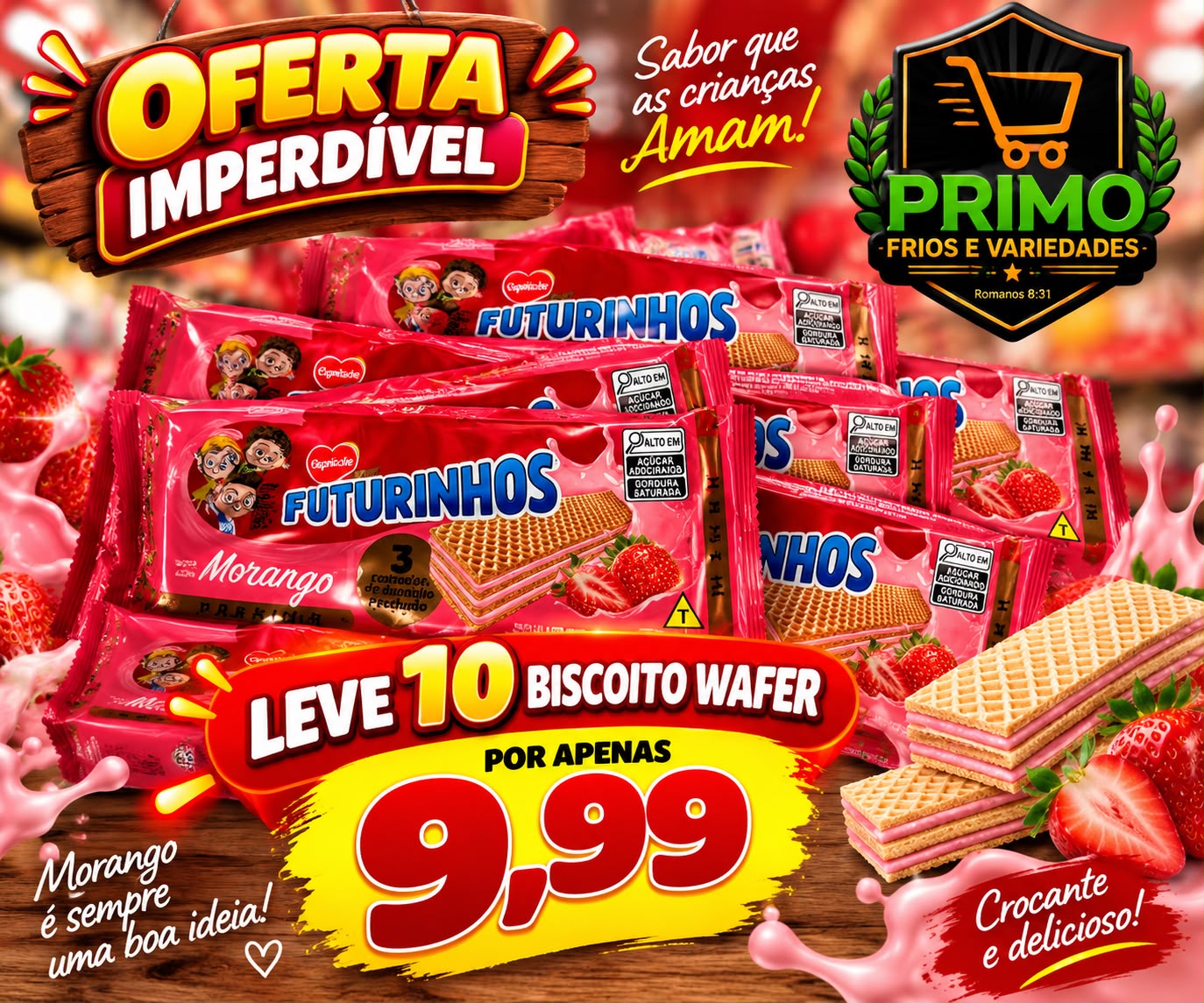 Wafer Futurinhos Morango