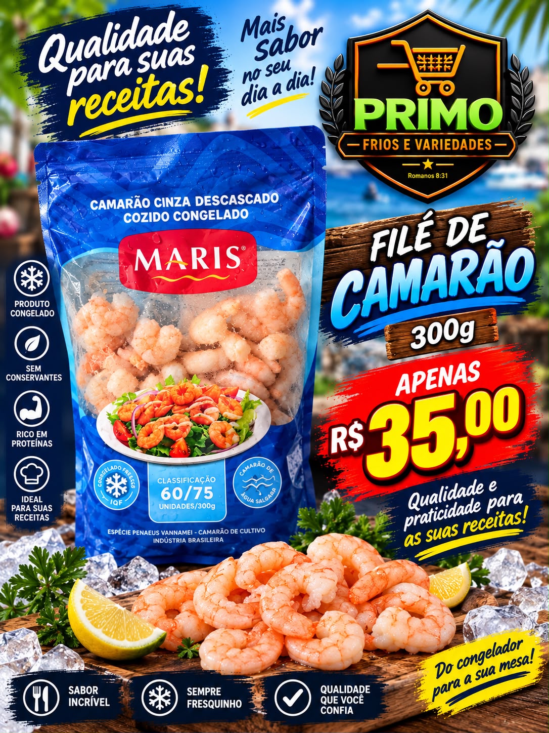 Camarão Cinza Descascado Maris 300g