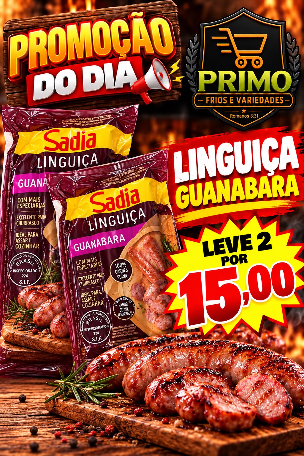 Arte da oferta: Linguiça Guanabara Leve 2