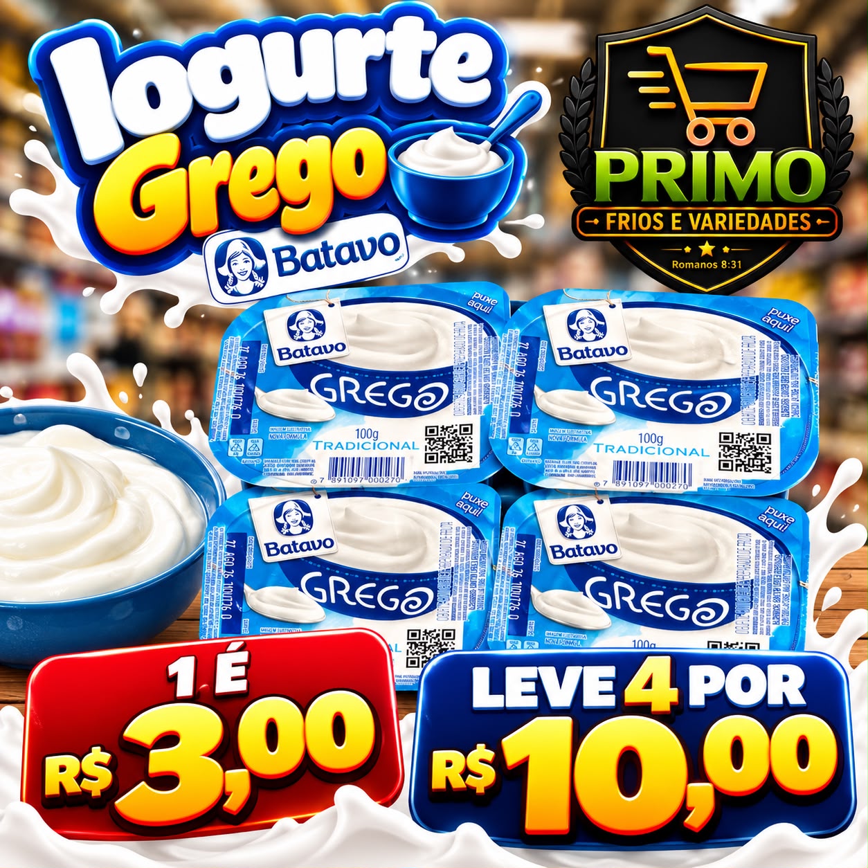 Arte da oferta: Iogurte Grego Batavo Tradicional 100g Leve 4