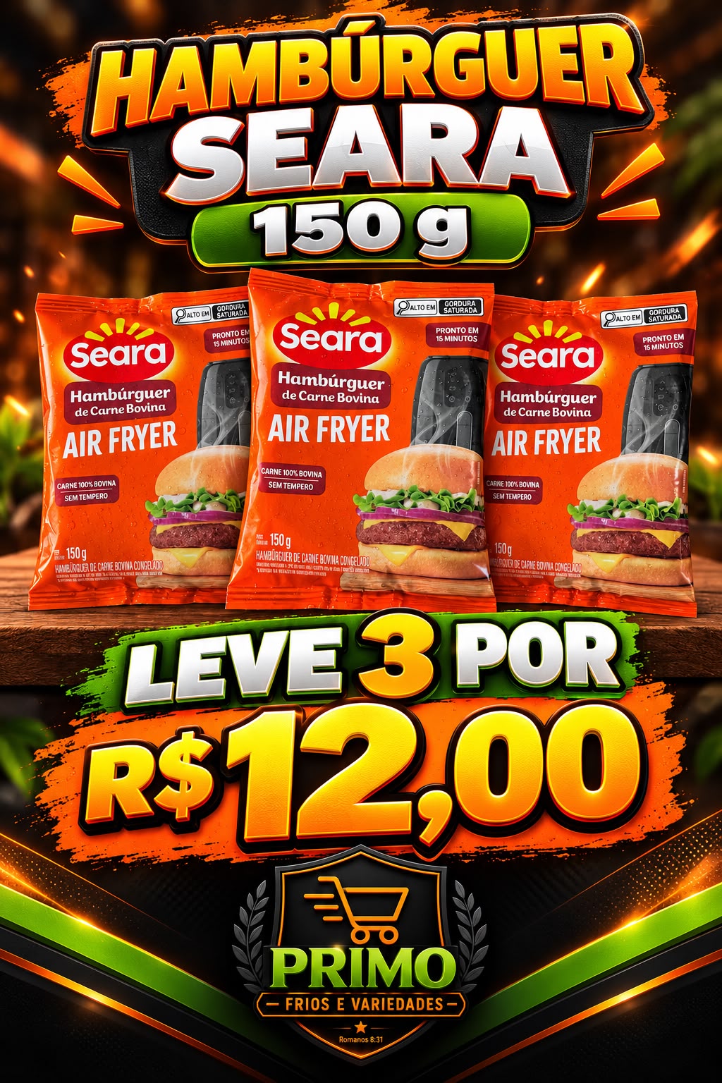Arte da oferta: Hambúrguer Seara 150g Leve 3