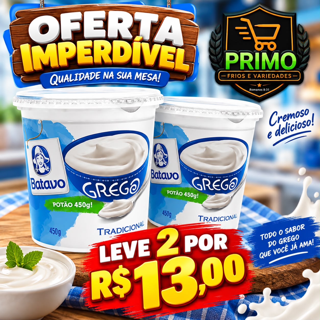 Iogurte Grego Batavo Tradicional 450g