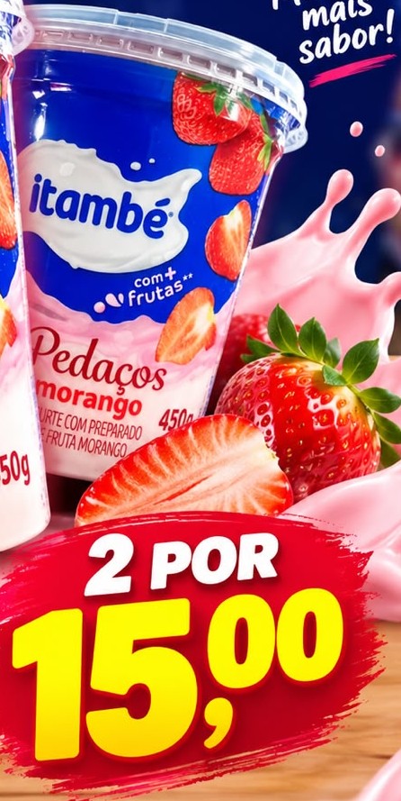 Arte da oferta: Iogurte Itambé Pedaços Morango 450g Leve 2
