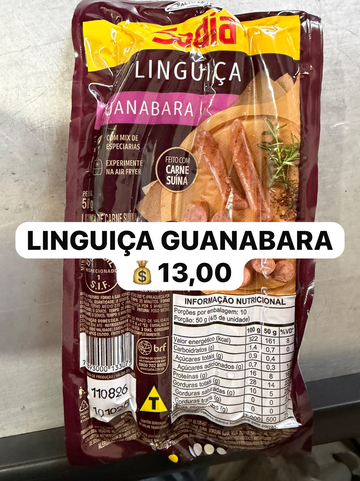 Arte da oferta: Linguiça Guanabara 500g