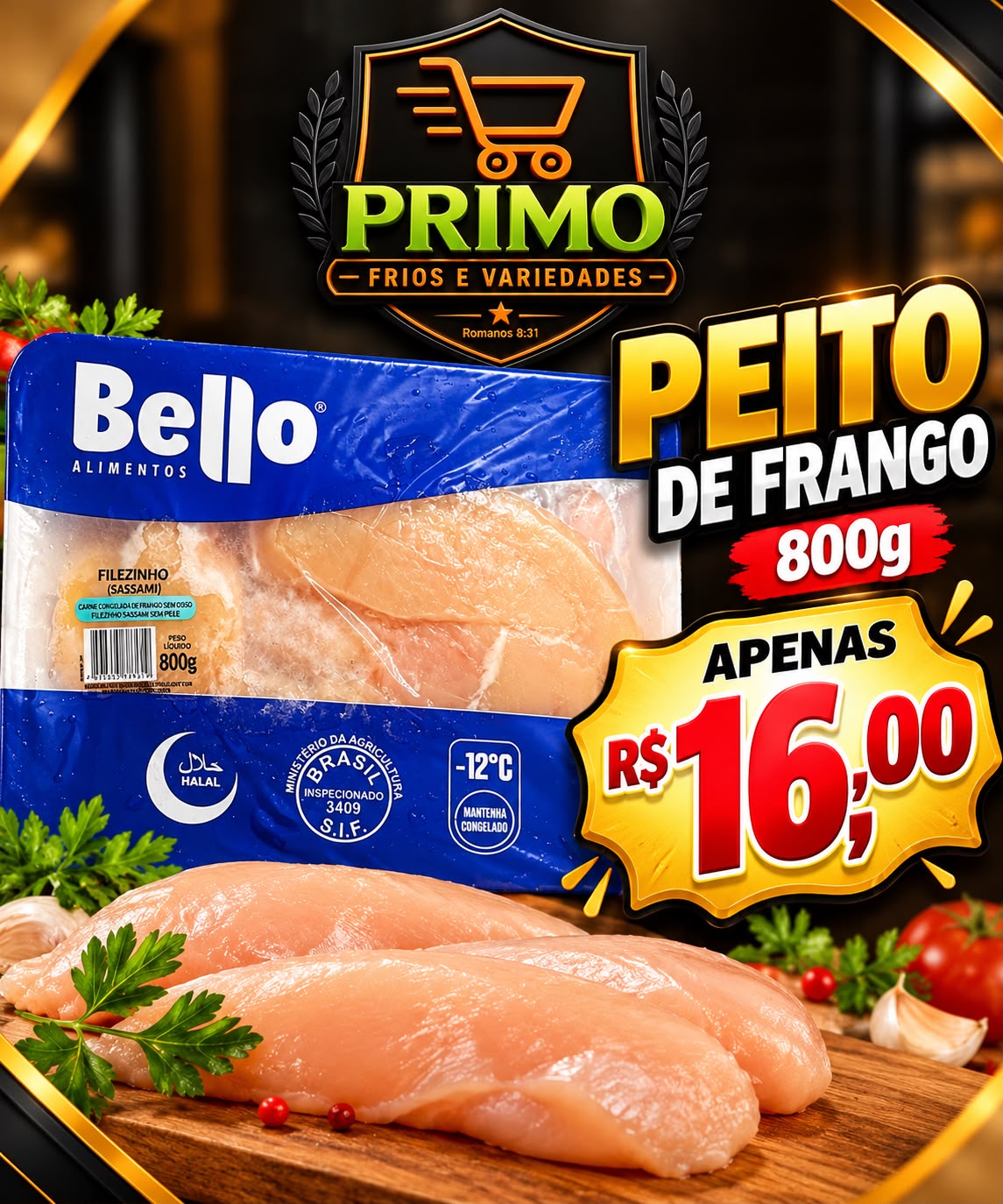Arte da oferta: Peito de Frango 800g