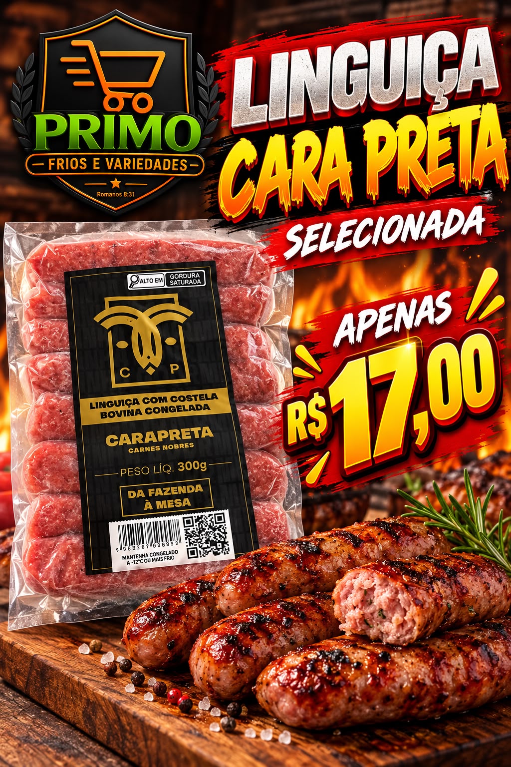 Arte da oferta: Linguiça Cara Preta 300g