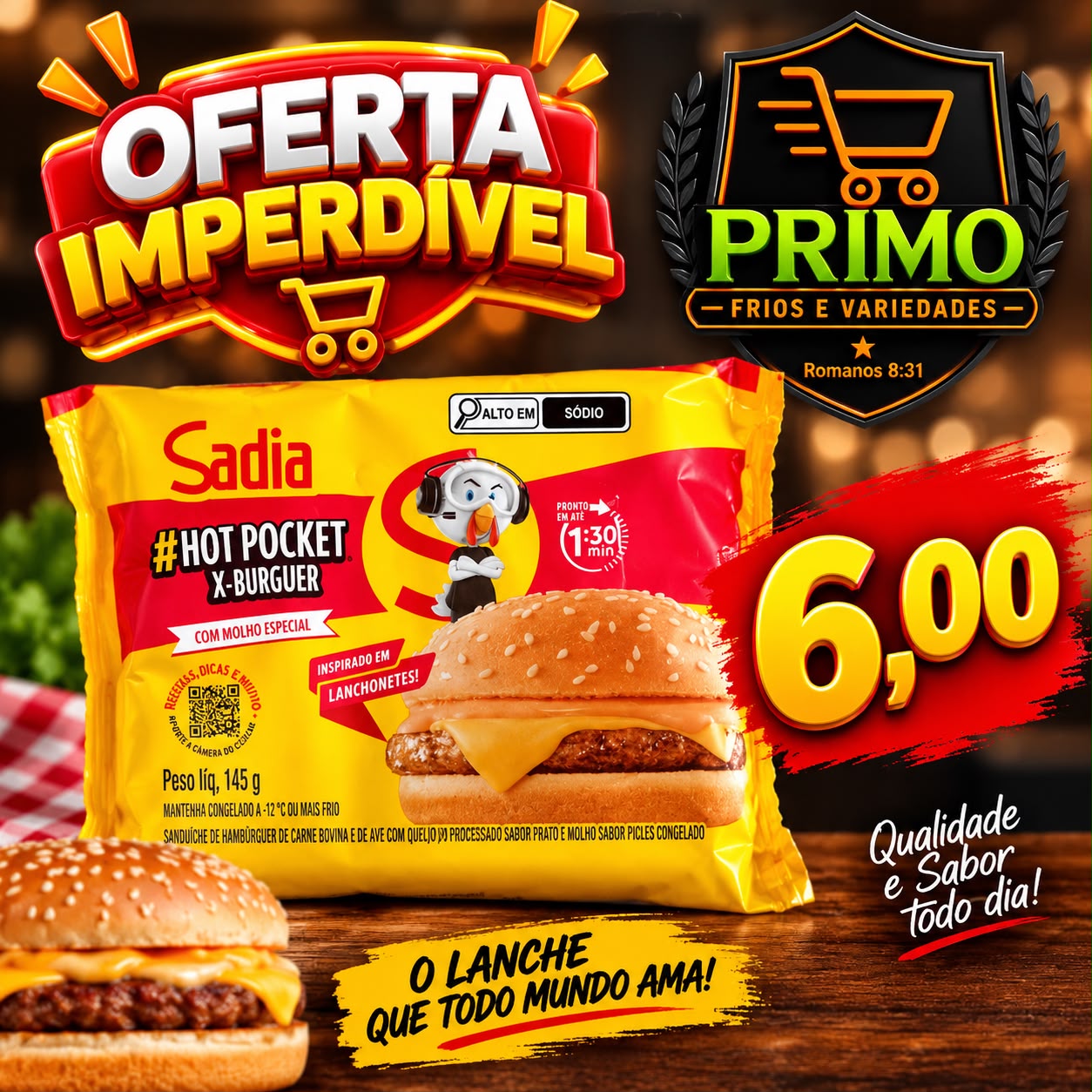Hot Pocket X-Burger Sadia 145g
