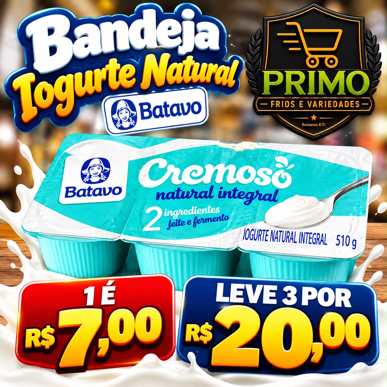 Arte da oferta: Bandeja Iogurte Natural Batavo Cremoso 510g Leve 3